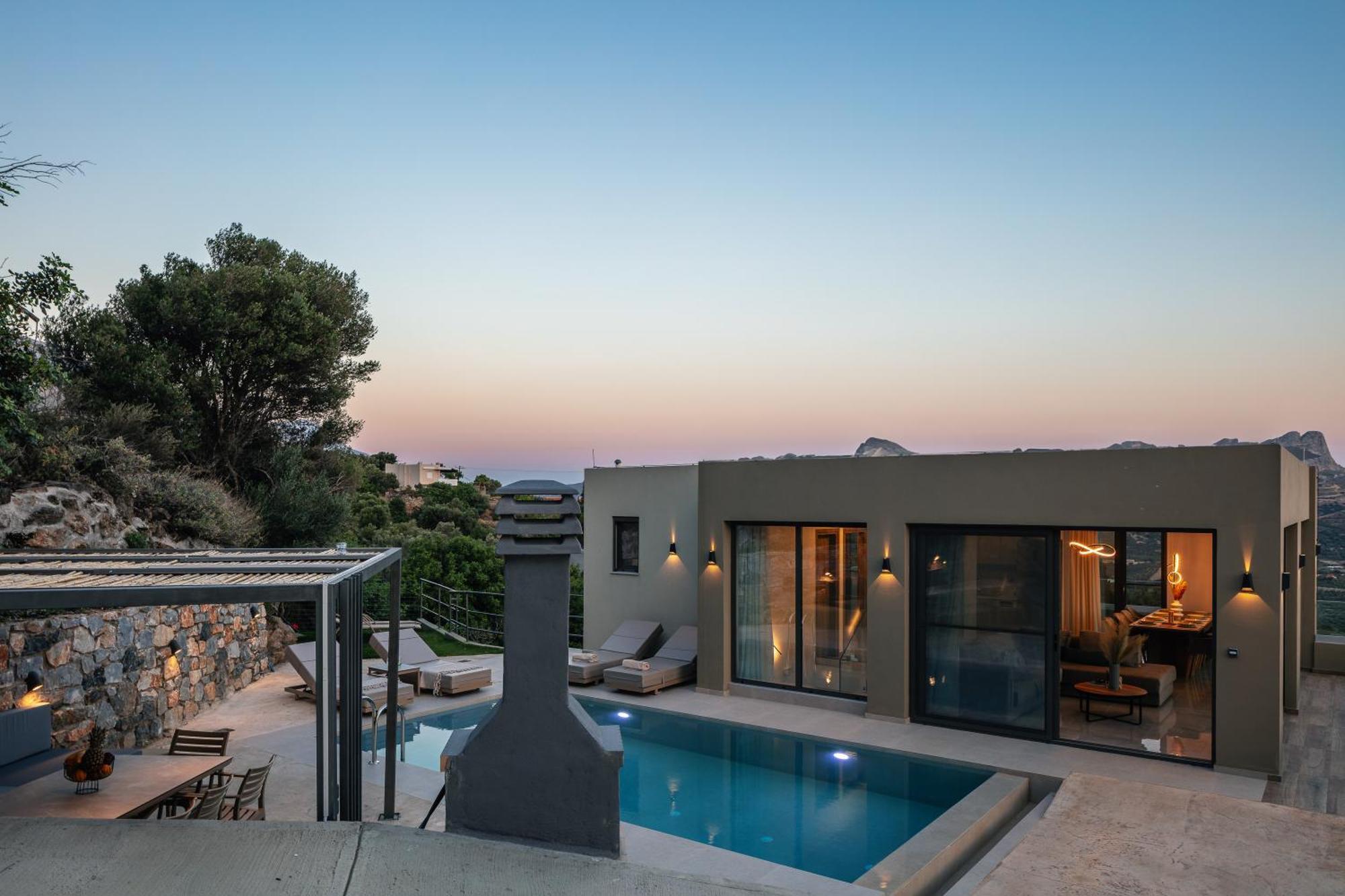 Sigma Villa, Private Swimming Pool Garden, Panoramic Sunset Villa Rethymno